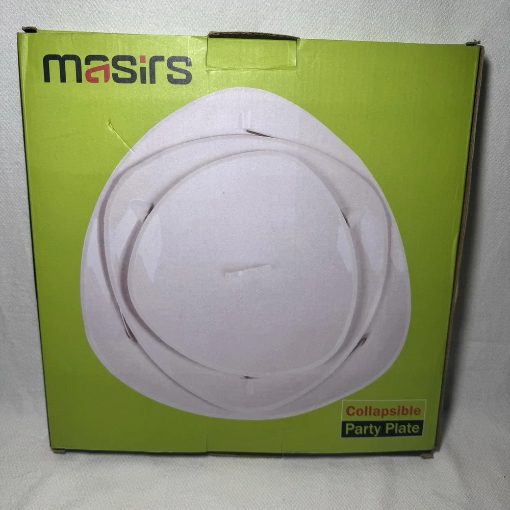 Masirs Twistfold 3-Tier Party‎ PlateCollapsible Serving Tray White BPA Free